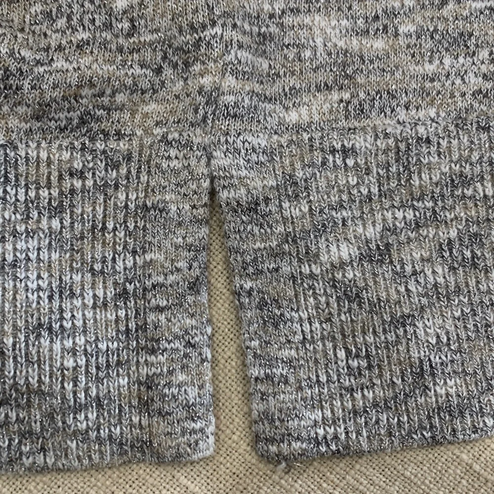 LOFT Light Heather Gray Open-Front Cardigan with Metallic silver - Picture 6 of 6